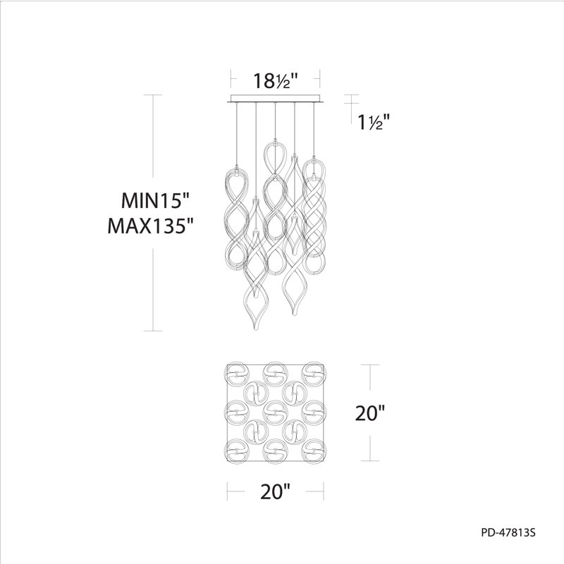 Luminaire suspendu 13 lumières Interlace, Noir