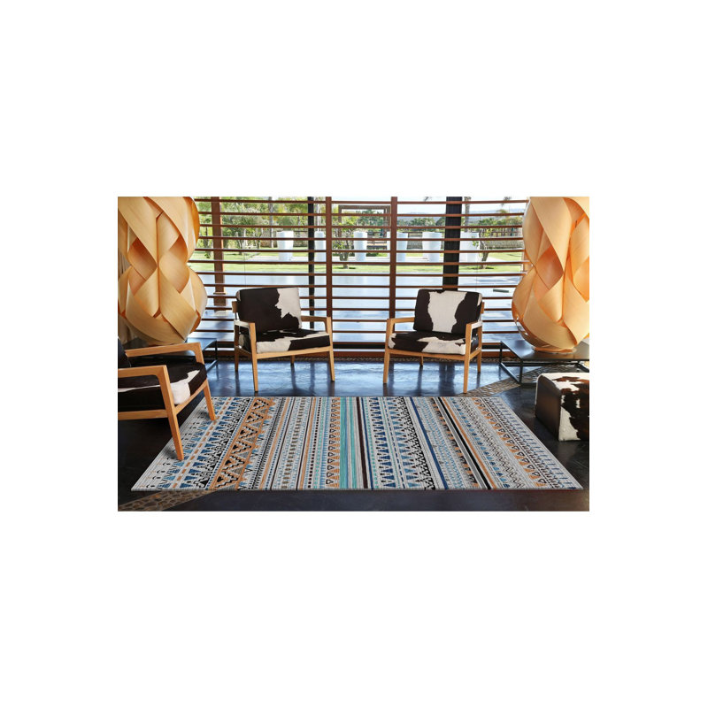 Multicolor Geometric Pattern Machine Washable Decorative Rug, Rectangle 3'3" x 4'11" Rug Pad Included