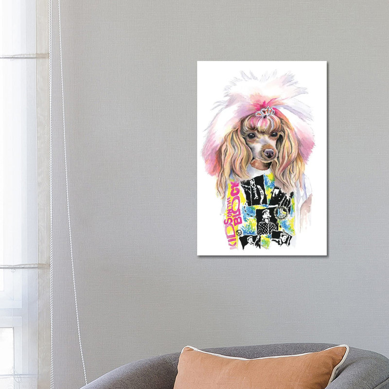 «Valley Girl Puppy» par Heather Perry, reproduction sur toile tendue sur châssis, H 26 po x l 18 po x P 1,5 po, Pas de tapis