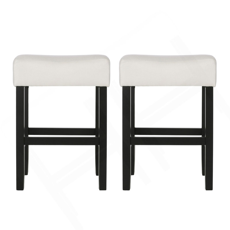 Set Of 2, 26.75" Backless Fabric Counter Height Barstool,  Beige, Beige