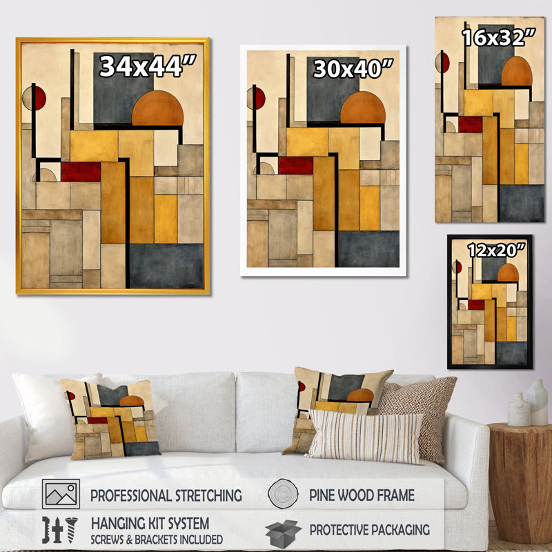 «Simplicity Of Beauty Vintage Abstract», reproduction d'art géométrique moderne, Cadre simple blanc, H 32 po x l 24 po