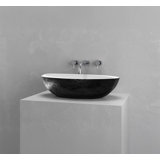 Vast Studio Black Iron/Black  Vessel Sink – Oval Countertop Basin with Smooth White Interior, Metallic Luxury Finish & Modern Spa-Inspired Sculpted Design
