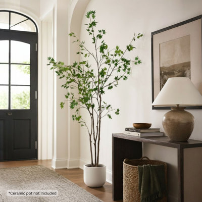 Jade 7 ft Faux Japanese Maple Tree - Artificial Maple Tree in Black Nursery Pot