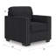 Fauteuil d'appoint Jez, polyester noir charbon avec garniture cloutée, base DEL