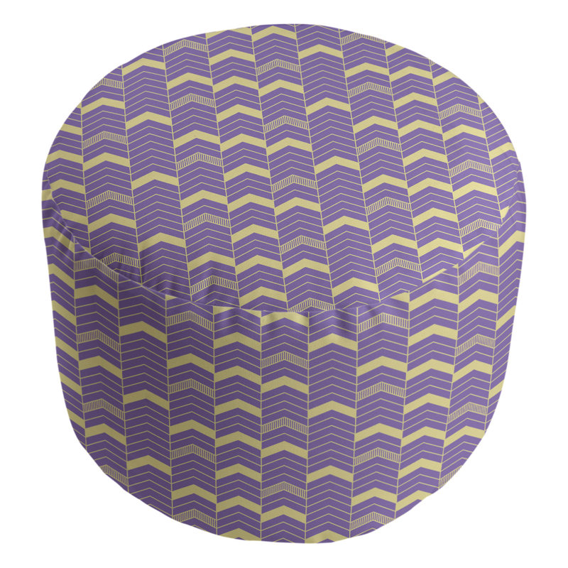 repose-pieds à chevrons en deux couleurs, Mauve / jaune