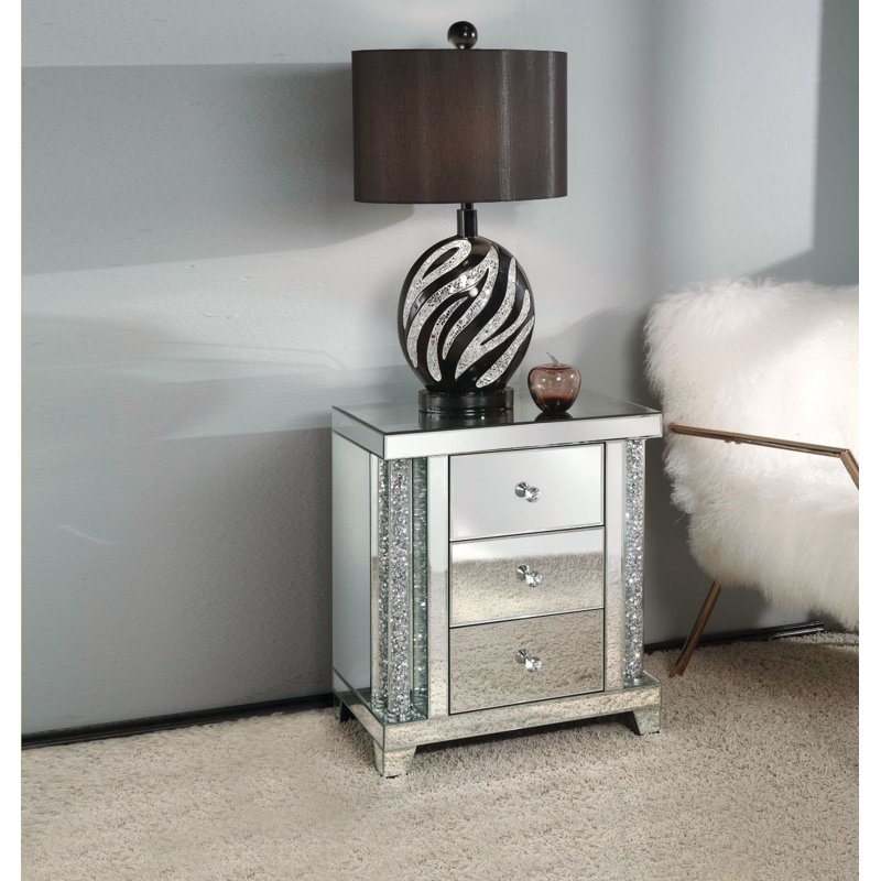 Table d'appoint ACME Noralie, miroir et faux diamants