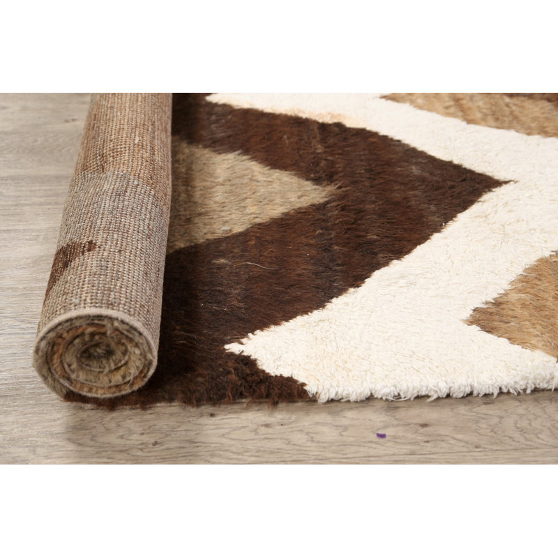 Tapis de couloir marocain unique en laine noué à la main nouvel âge 2 pi 6 po x 7 pi 7 po