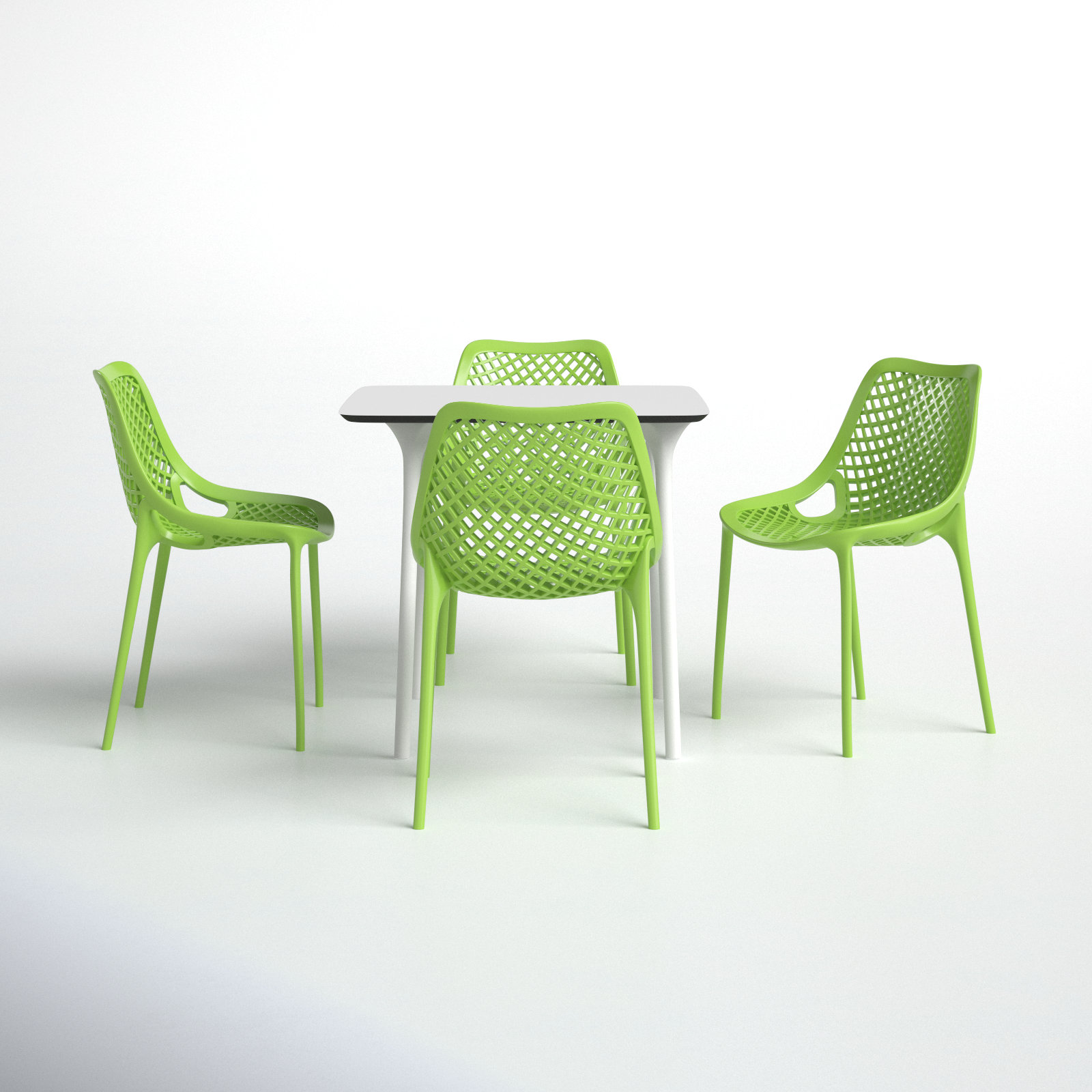 Farrah 31" Patio Dining Set, White/Tropical Green