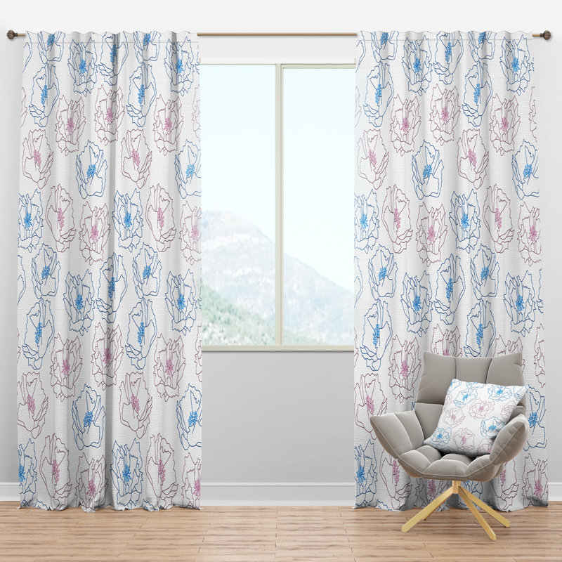 Panneau de rideau simple semi-diaphane avec passe-tringle Mid-Century, l 52 po x L 95 po
