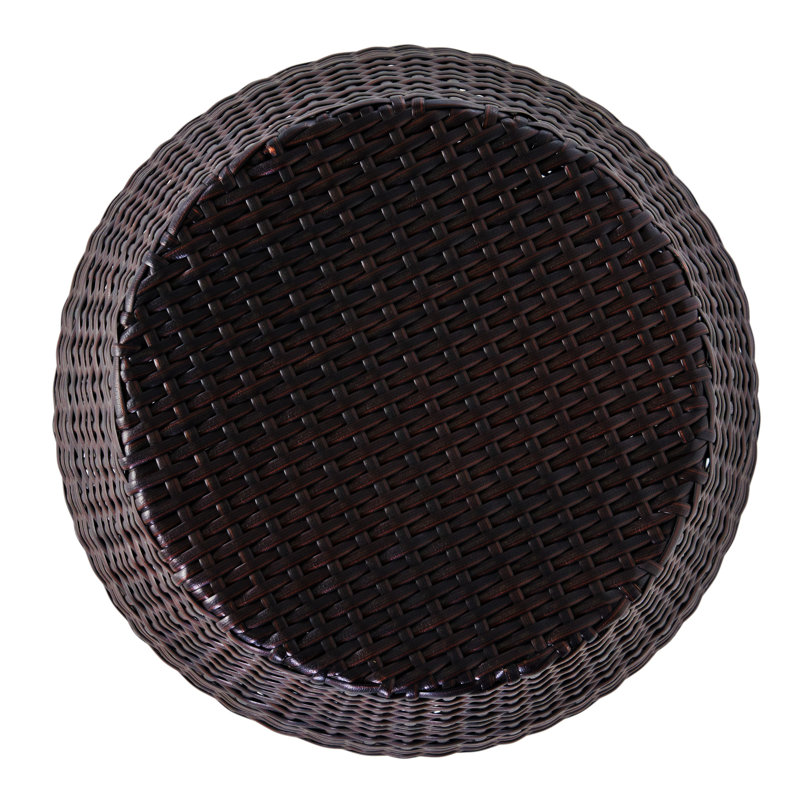 Outdoor Wicker 14.00" Patio Side Table high-quality wicker finish over a durable frame No Assembly Required, Brown
