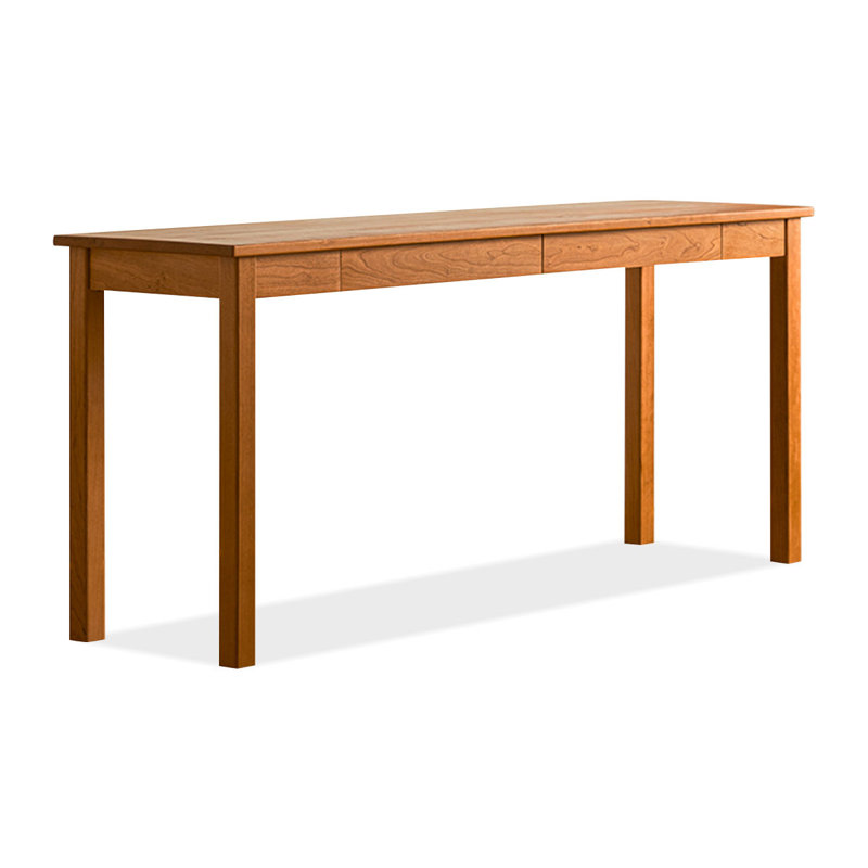Bureau rectangulaire en bois massif avec 2 tiroirs Cerise, H 29,53 po x l 70,87 po x P 21,65 po, Cerise