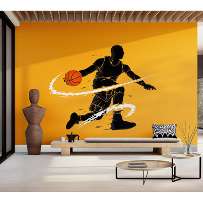 Papier peint de qualité supérieure - Silhouette d'un joueur de basketball