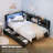 Twin Daybed With Bookcase,Charging Station And LED Light-741793880-741793879