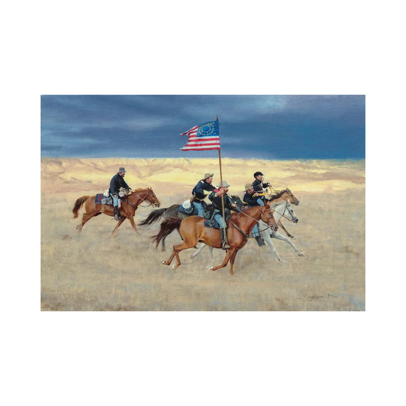 «Rag Tag Regiment» par David Edward Kucera - peinture sur toile tendue, H 12 po x l 18 po x 1,5 po
