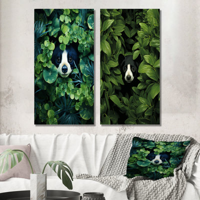 Ensemble de 2 reproductions d'art sur toile, "Green Playful"