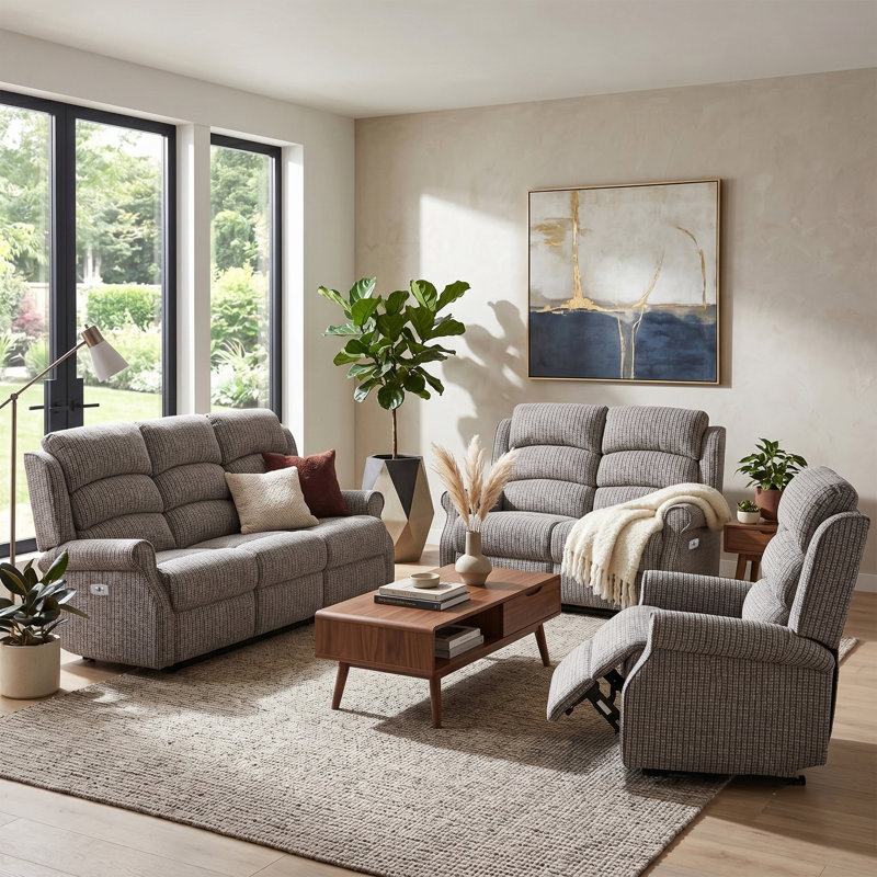 Lainey 2 Seater Polyester Manual Reclining Loveseat, Latte Polyester Blend