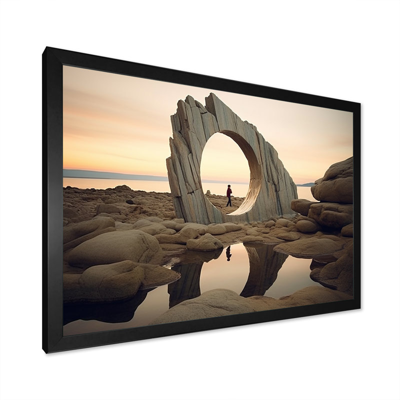 Art mural surréel surréel, Cadre d'angle fermé noir, H 12 po x l 20 po x P 1 po