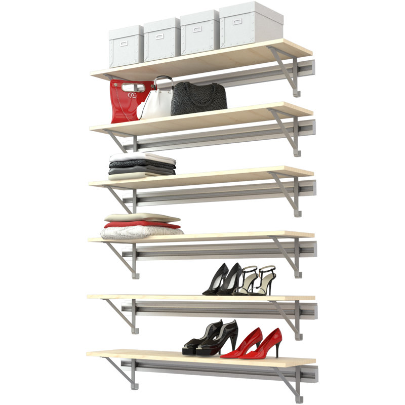 Single Wall Mounted Closet Shelf (SHELF ONLY - no hang), Maple, 8.75" x 40" x 12.25"