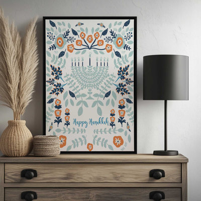Floral Hanukkah Menorah By Garima Dhawan Art Print