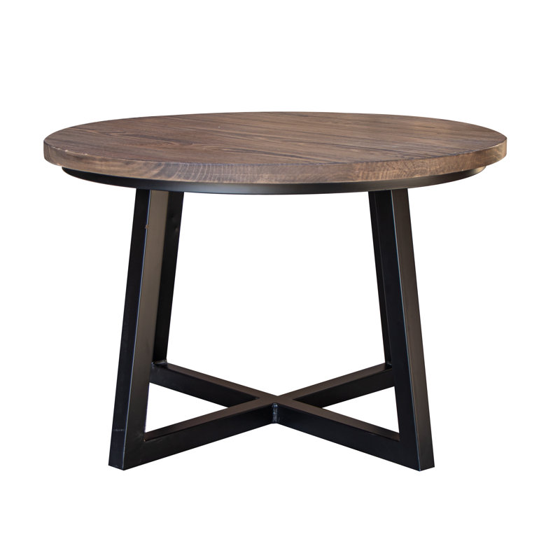 Solid Wood Top Single Coffee Table, Brown, Black