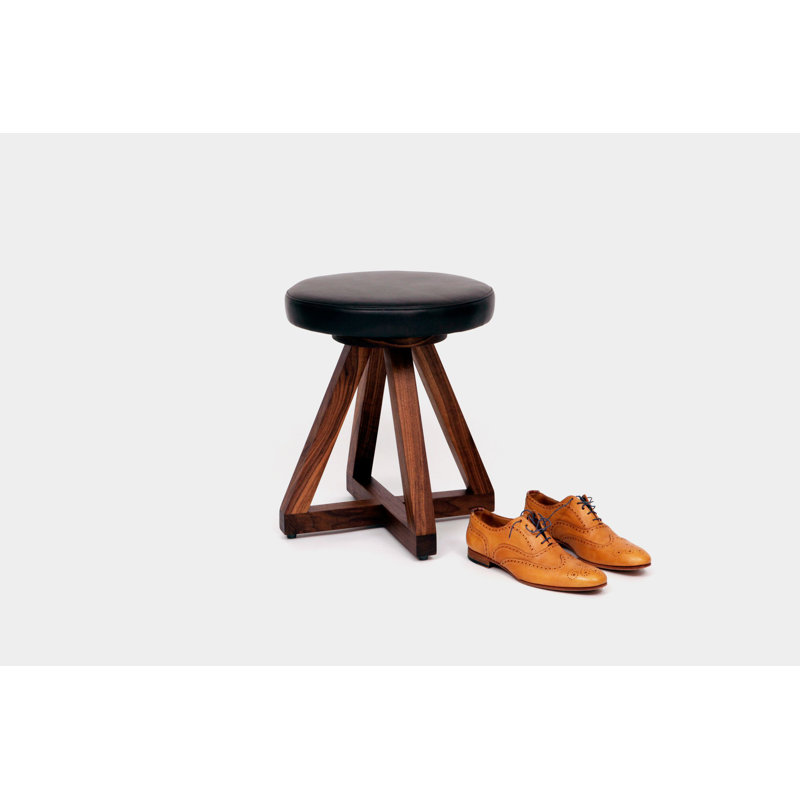X Solid Wood Accent Stool, Blackbean, Oil-rubbed Walnut