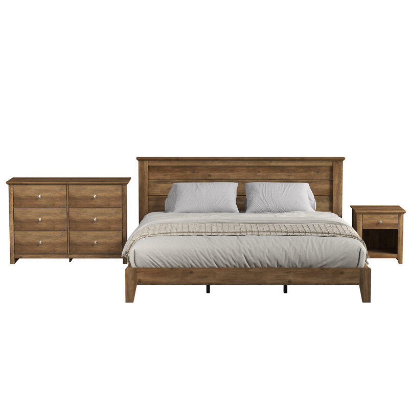 Ensemble de chambre à coucher 3 pièces Tevrat, Chêne noueux, Très grand