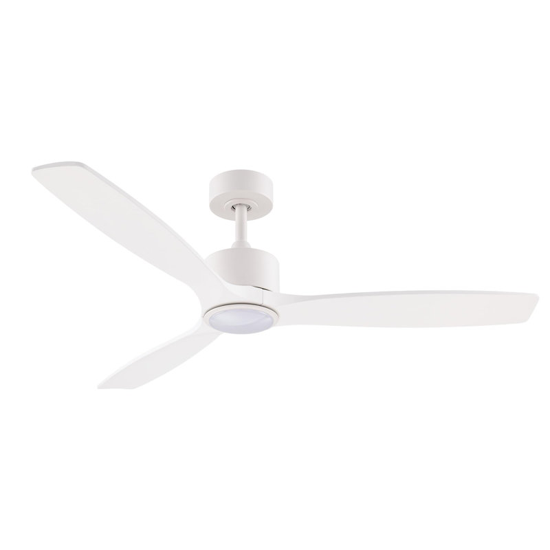 Madera Collection Smart 3-Blade 52in Ceiling Fan 2700K-6000K CCT Selectable LED Light Kit with Remote Control and White Hardware with White Wood Blades Works With iOS or Android App