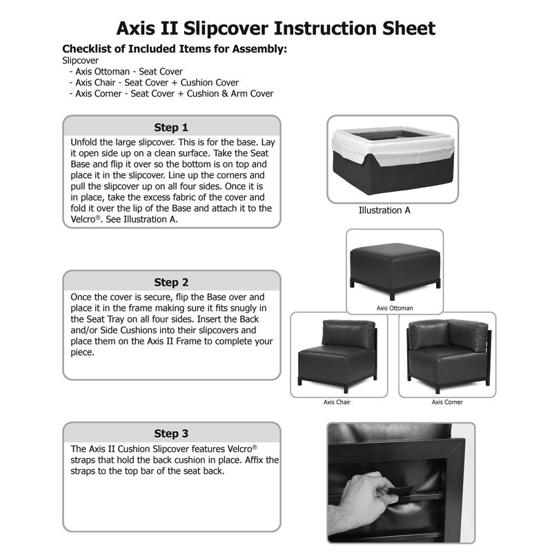 Olen Sunbrella® Box Cushion Ottoman Slipcover, Sterling Charcoal Polyester Blend