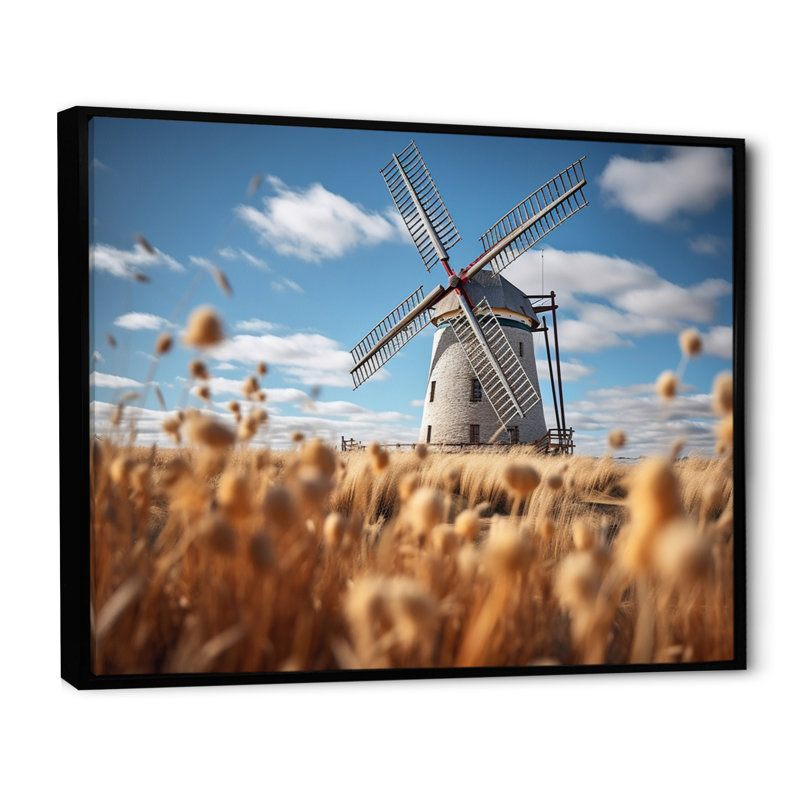 Orange Orange Mills In Holland Harvest II, reproduction d'art sur toile, Cadre flottant noir, H 34 po x l 44 po x P 1,5 po