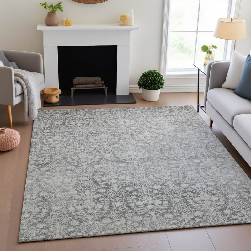 Premium Machine Washable Alvey AMF1231 Damask Rug, Rectangle 2'6" x 3'10"