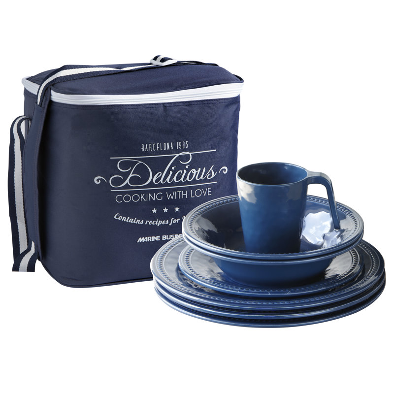 Harmony Blue Piece Melamine Dinnerware Set - Service for 6