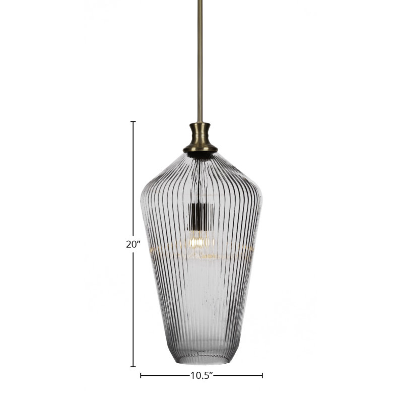 Luminaire suspendu à tige avec verre 11 po Carina, Clair, Laiton New Age