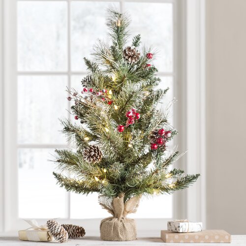 Andover Mills™ Snow Tipped Pine and Berry 2' Artificial Christmas Tree ...