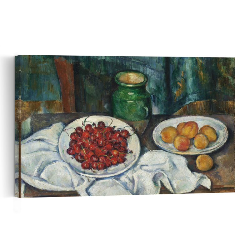 Nature morte aux cerises et aux pêches, 1885-1887 - Estampe murale abstraite contemporaine représentant des cerises