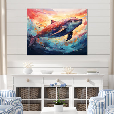 Blue Majesty Dolphin In Watercolor - Animals Dolphinwall Art