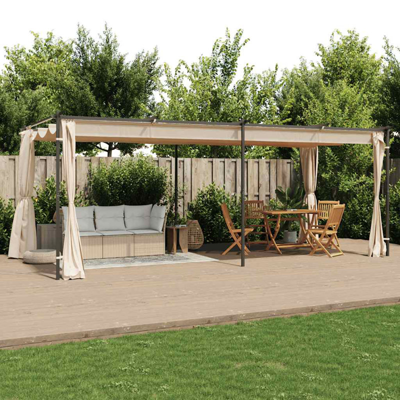 vidaXL Gazebo with Curtains 9.8'x19.7' Cream Steel