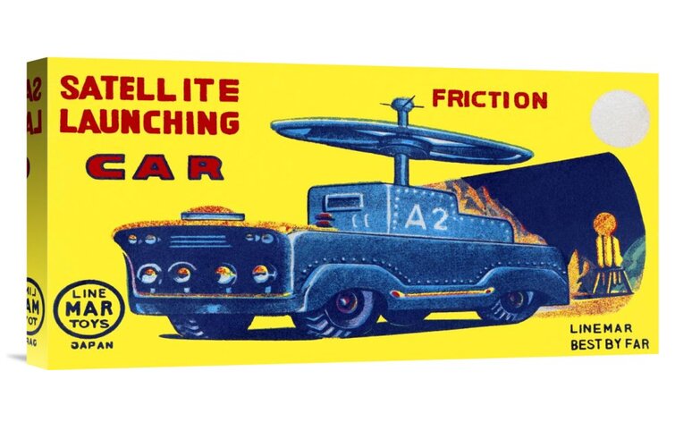 'Satellite Launching Car A2' by Retrotrans Vintage Advertisement on Wrapped Canvas