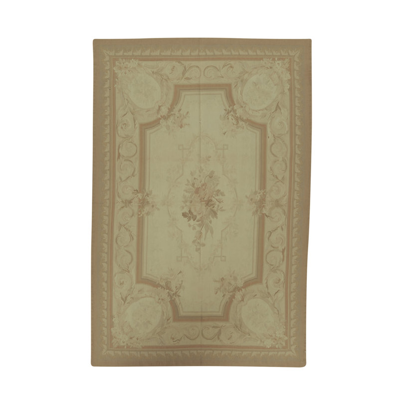 Tapis beige noué à la main de haute qualité