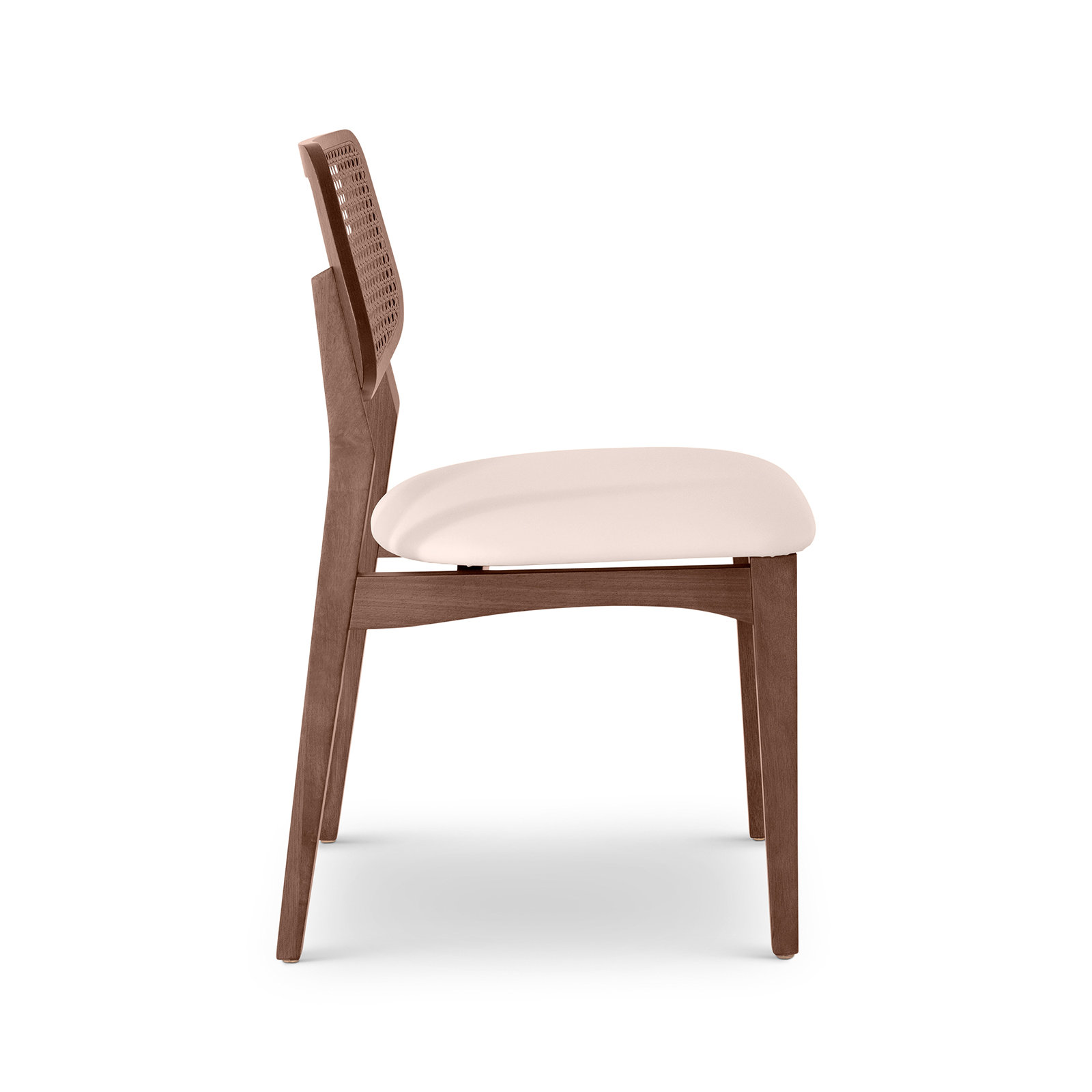 Ena Modern Brazilian - Beth - Cane Side Chair - Seat - Frame - Webbing, Shimmy Cream/Nogal/Nogal