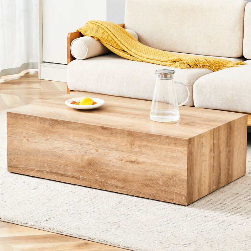 Table basse en bois, forme élégante, table moderne à base rectangulaire, abat-jour en bois, hauteur confortable, Bois