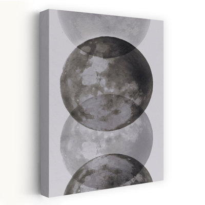 Alignement vertical de phases de lune abstraites, paysage géométrique contemporain, art mural