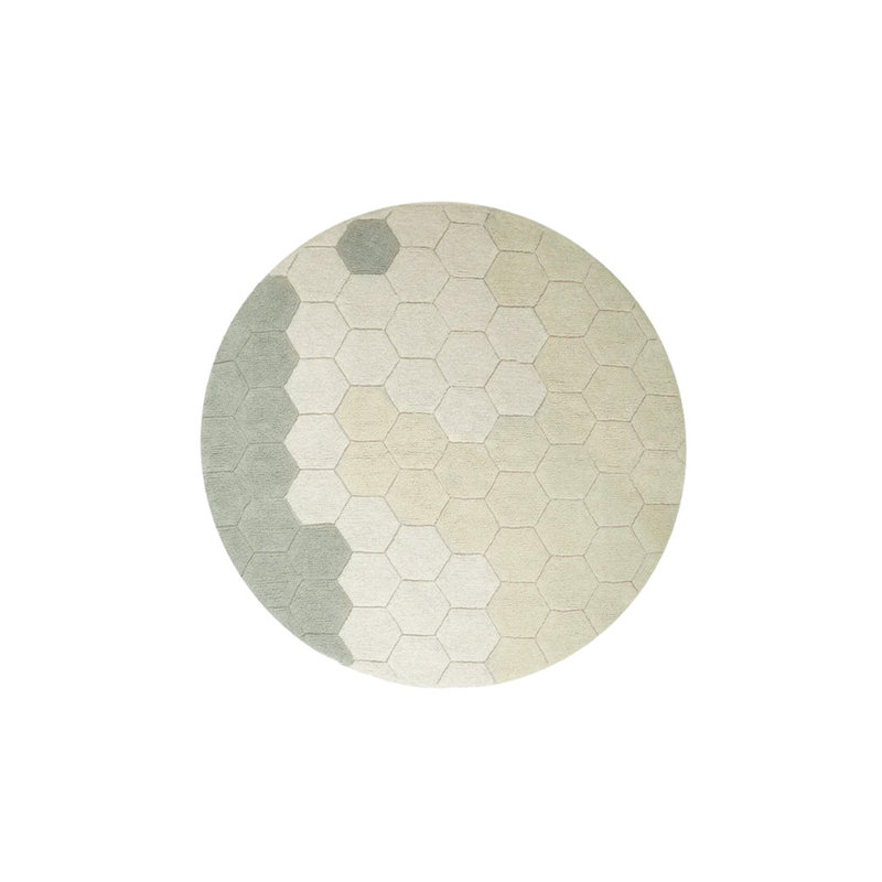 Tapis rond en coton tissé à la main à motif géométrique Planète abeilles