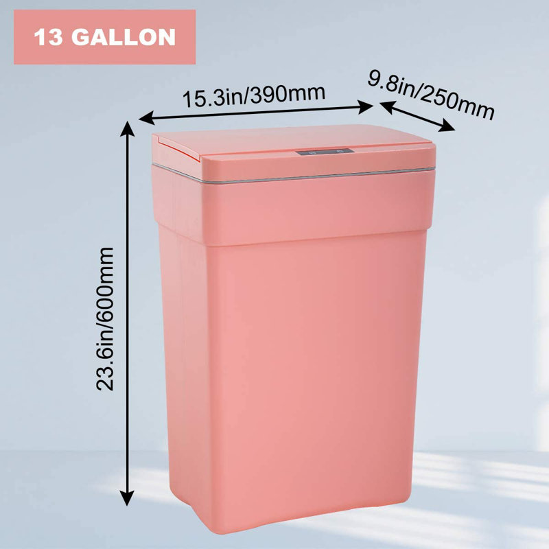 Plastic Motion Sensor Kitchen Trash Can - 13 Gallons, Pink