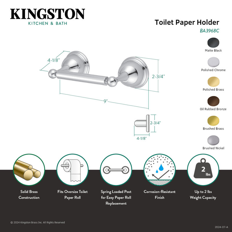 Kingston Brass Restoration Toilet Paper Holder, Polished Brass
