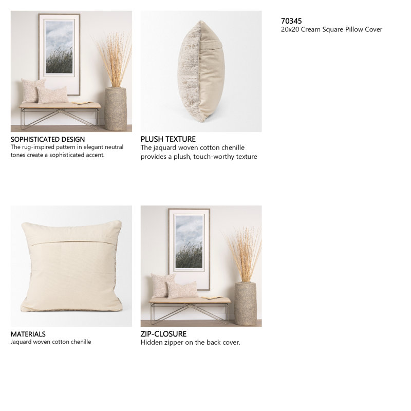 Damask Pillow Cover, Cream
