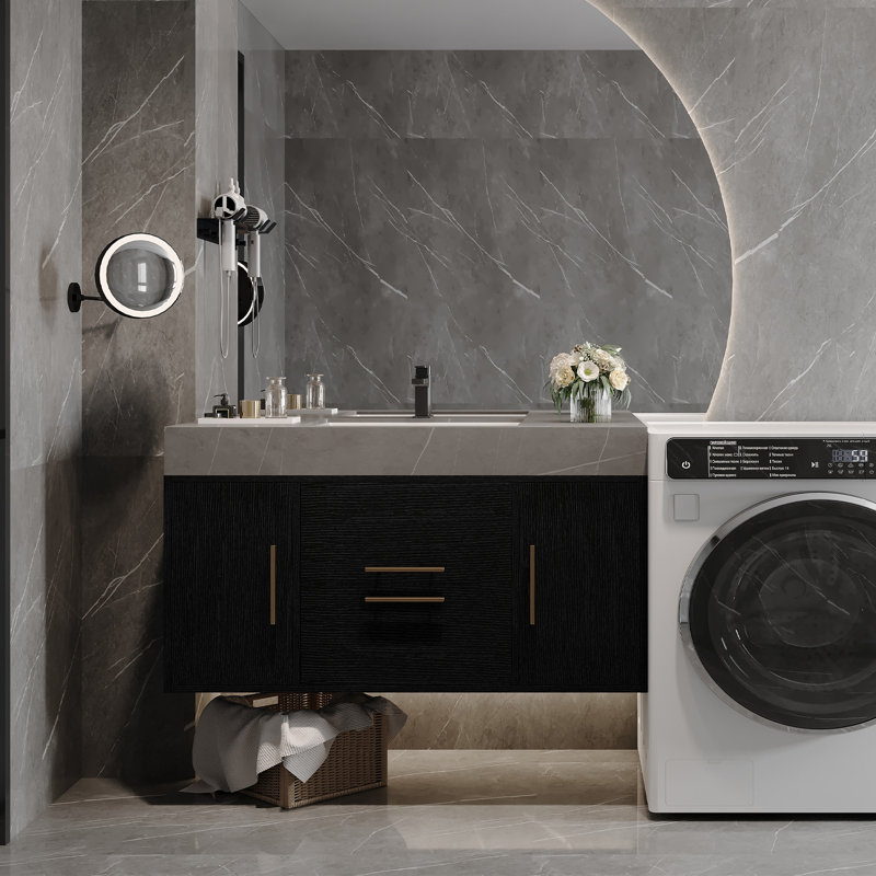Meuble-lavabo flottant simple 39,4 pouces avec plateau en faux marbre