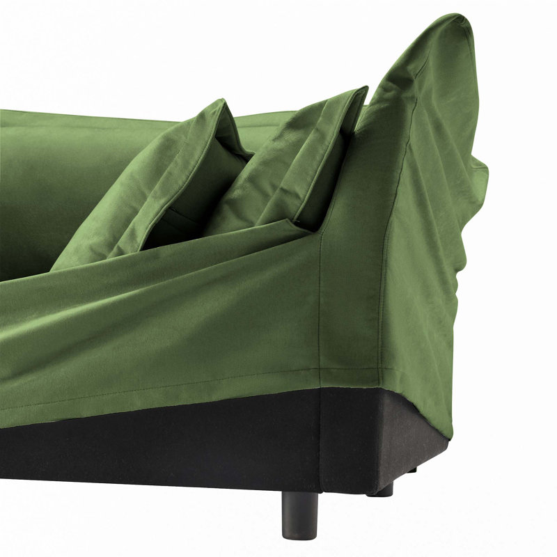 Comfy Single Couch Sofa Multiple Large Soft Pillow, 34.64" H x 49.01" W x 33.07" D, Green Chenille