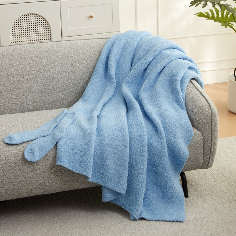  Coma Inducer Cozy Potato Fluffy Throw Blanket with Socks Set, Blue