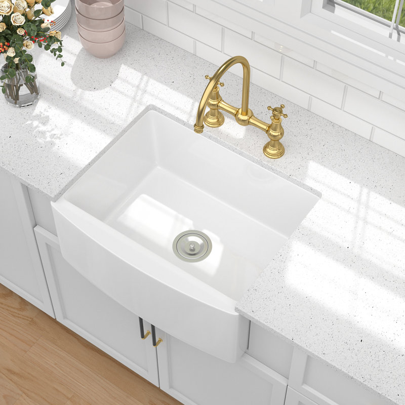 24" L X 19" W Ceramic Farmhouse/Apron Kitchen Sink 10 Inch Deep Single Bowl Basin