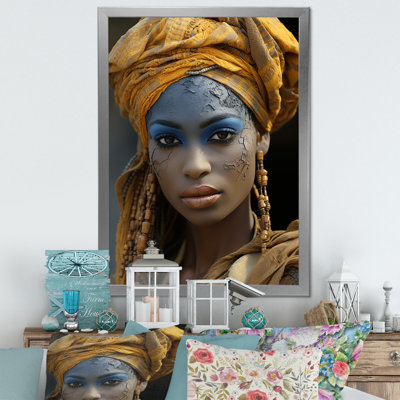 Femme jaune, portrait de mélodie touareg - art mural tribal africain